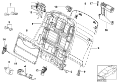 Сиденье Пд-каркас спинки/задняя панель для BMW E53 X5 4.6is M62 (схема запасных частей)