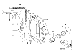 Детали омывателя заднего стекла для BMW E46 320d M47N (схема запасных частей)