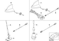 Детали серии V для телефонной антенны для BMW E46 318i N42 (схема запасных частей)