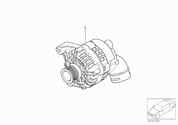 Компактный генератор для BMW E46 325Ci M54 (схема запчастей)