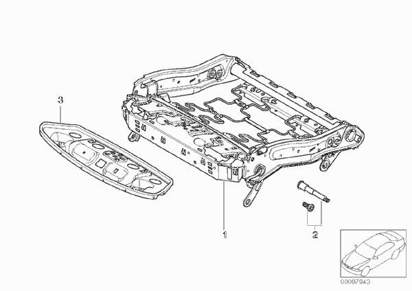 Каркас подушки переднего сиденья для BMW E66 740Li N62N (схема запчастей)