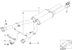 Передний дополнительный глушитель для BMW E67 745LiS N62 (схема запасных частей)