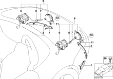 Отражатель/задний противотуман.фонарь для BMW E52 Z8 S62 (схема запасных частей)