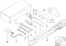 Бортовой инструмент/ домкрат для BMW E52 Z8 S62 (схема запасных частей)
