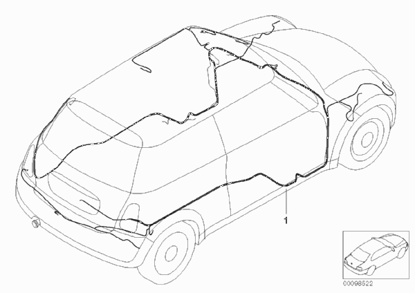 Основной жгут проводов для BMW R53 Cooper S W11 (схема запчастей)