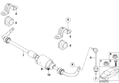 Стабилизатор Зд/Dynamic Drive для BMW E65 730i M54 (схема запасных частей)