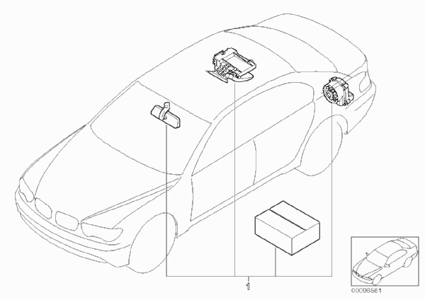 Комплект дооснащения сигнализации для BMW E66 730Li M54 (схема запчастей)