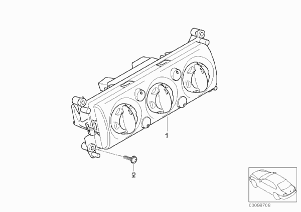 Панель управления отопителя для BMW R50 One D W17 (схема запчастей)