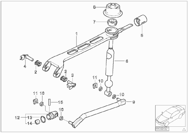 Механизм переключения передач МКПП для BMW E46 330i M54 (схема запчастей)
