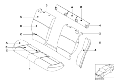 Индивидуальная обивка сиденья Зд кожа Q9 для BMW E46 316i N42 (схема запасных частей)