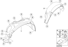 Защитный кожух колесной ниши для BMW R53 Coop.S JCW GP W11 (схема запасных частей)