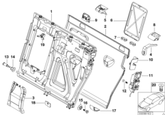 Сиденье Зд, каркас подушки сиденья Л для BMW E53 X5 3.0d M57N (схема запасных частей)