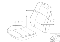 Обивка сер.сиденья Ind кожа с окантовкой для BMW E46 316i N42 (схема запасных частей)