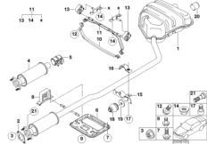 Система выпуска ОГ Зд для BMW R52 Cooper W10 (схема запасных частей)