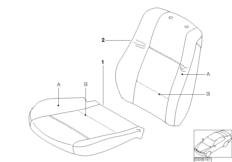 Индивид.обивка серийного сиденья кожа N6 для BMW E46 325ti M54 (схема запасных частей)