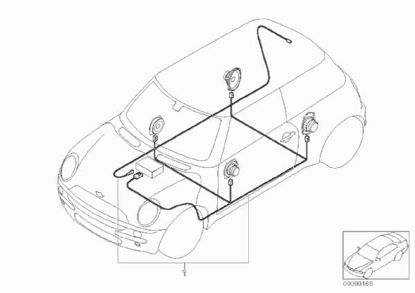 Комплект дооснащения стереосистемы для BMW R50 One 1.4i W10 (схема запчастей)