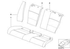 Индивидуальная обивка сиденья Зд кожа N6 для BMW E46 325ti M54 (схема запасных частей)