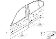 Жгуты проводов двери для BMW E46 330xd M57 (схема запасных частей)