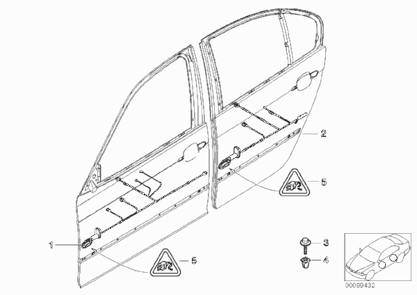 Жгуты проводов двери для BMW E46 330d M57N (схема запчастей)