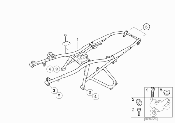 Задняя часть рамы для BMW R21A R 1150 GS Adv. 01 (0441,0492) 0 (схема запчастей)