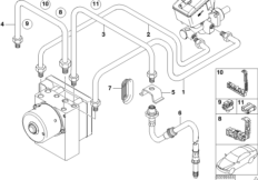Трубопровод тормозного привода Пд с DSC для BMW E46 M3 CSL S54 (схема запасных частей)