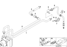 Трубопровод тормозного привода Зд с DSC для BMW E46 M3 CSL S54 (схема запасных частей)