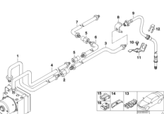 Трубопровод тормозного привода Зд с DSC для BMW E46 M3 CSL S54 (схема запасных частей)