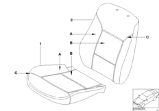 Индивид.обивка серийного сиденья кожа для BMW E46 328i M52 (схема запасных частей)