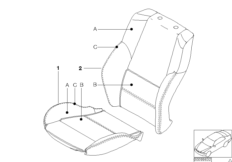 Индивид.обивка спортивного сиденья кожа для BMW E46 328i M52 (схема запасных частей)
