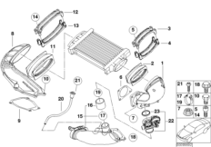 Система охлаждения наддувочного воздуха для BMW R53 Cooper S W11 (схема запасных частей)