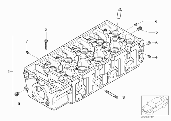 головка блока цилиндров для BMW E65 740d M67 (схема запчастей)