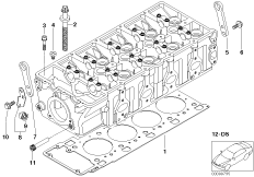 Головка блока цилиндров-доп.элементы для BMW E65 740d M67 (схема запасных частей)