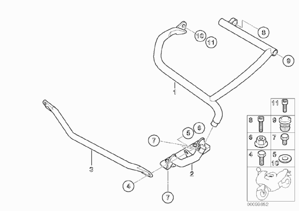 дуга защиты двигателя для BMW R21A R 1150 GS Adv. 01 (0441,0492) 0 (схема запчастей)