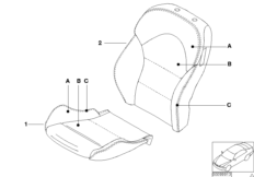 Индивид.обивка спортивного сиденья кожа для BMW E46 M3 S54 (схема запасных частей)