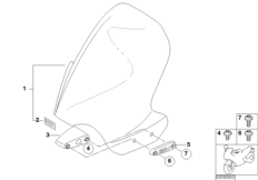 Доп. элементы ветрозащитного щитка для BMW R21A R 1150 GS Adv. 01 (0441,0492) 0 (схема запасных частей)