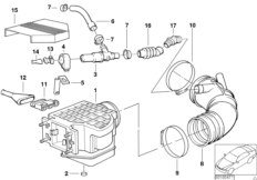Расходомер воздуха для BMW E34 525i M20 (схема запасных частей)