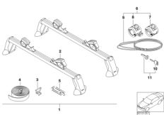 Крепление доски для виндсерфинга для BMW F11N 535iX N55 (схема запасных частей)