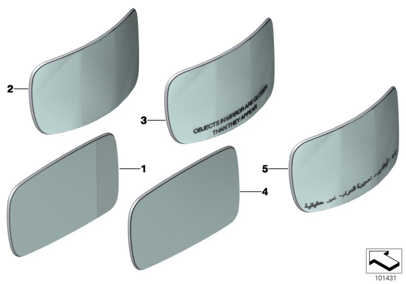 Стекло зеркала (S430A) для ROLLS-ROYCE RR1N Phantom N73 (схема запчастей)