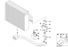 Испаритель/ предохранительный клапан для BMW E66 735Li N62 (схема запасных частей)