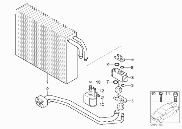 Испаритель/ предохранительный клапан для BMW E66 750Li N62N (схема запчастей)