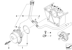Вакуумный насос с трубопроводом для BMW E65 740d M67 (схема запасных частей)