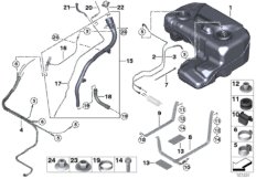 Топливный бак/дополнительные элементы для BMW E53 X5 4.6is M62 (схема запасных частей)