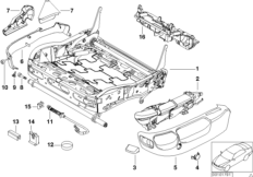Сиденье Пд-каркас сиденья/накладки для BMW E39 520i M52 (схема запасных частей)