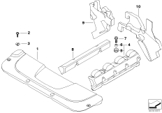 Звукоизоляционный кожух двигателя для BMW E65 740d M67 (схема запасных частей)