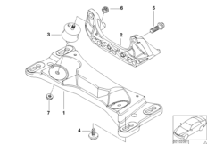 Крепление коробки передач/МКПП для BMW E46 325i M54 (схема запасных частей)