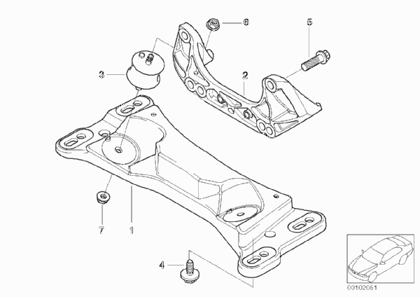 Крепление коробки передач/МКПП для BMW E86 Z4 M3.2 S54 (схема запчастей)