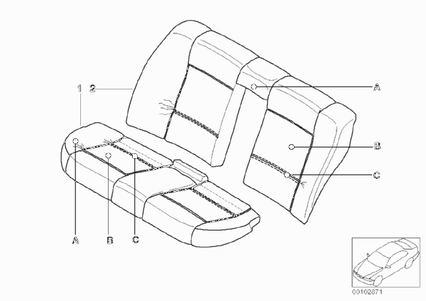 Индивидуальная обивка сиденья Зд кожа Q9 для BMW E46 318d M47 (схема запчастей)