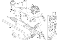 Маслопроводы гидроусилителя рул.управл. для BMW E46 316Ci N40 (схема запасных частей)