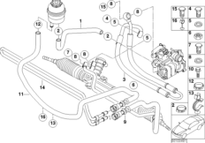 Маслопроводы гидроусилителя рул.управл. для BMW E46 318ti N46 (схема запасных частей)