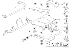 Держатель чемодана/дополнит. элементы для MOTO R21A R 1150 GS Adv. 01 (0441,0492) 0 (схема запасных частей)
